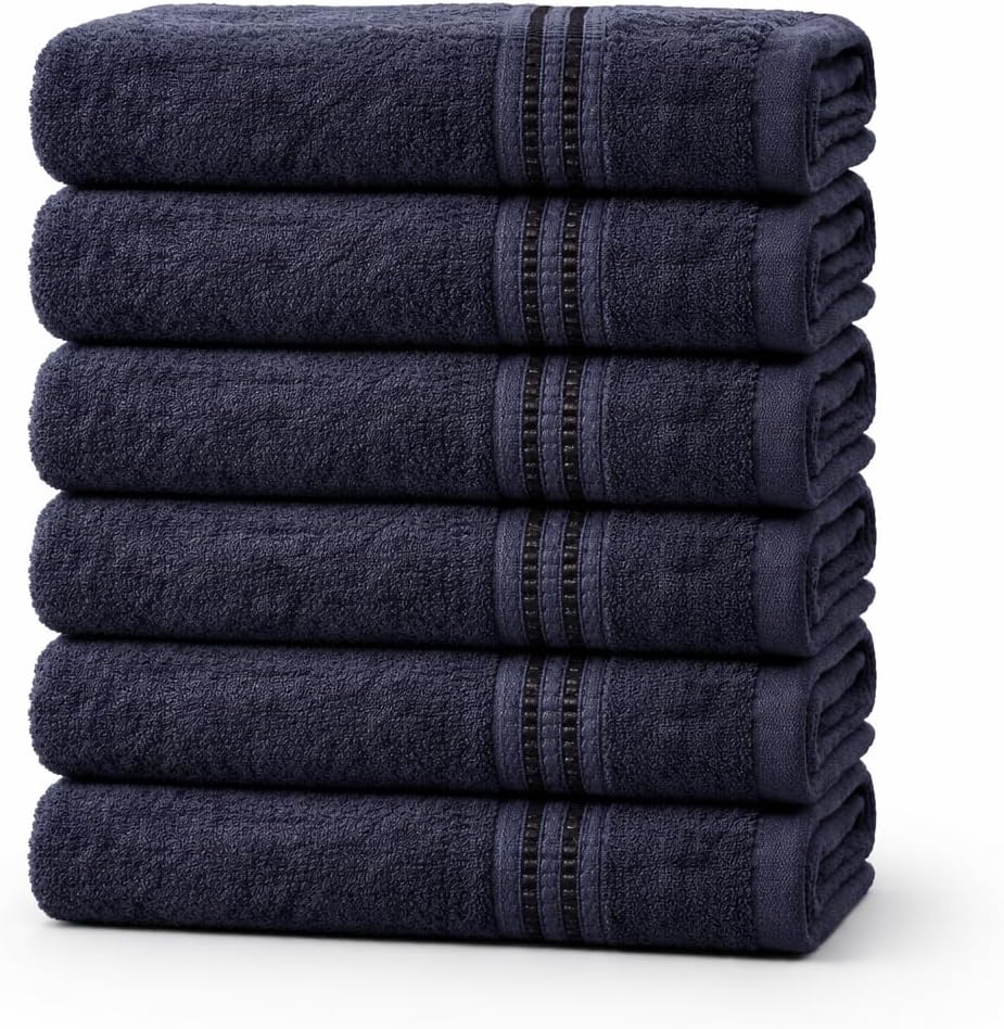 6 Pack Hair Towels 20”x38” – 100% Ring Spun Cotton Towels,Ultra Soft, Quick D...