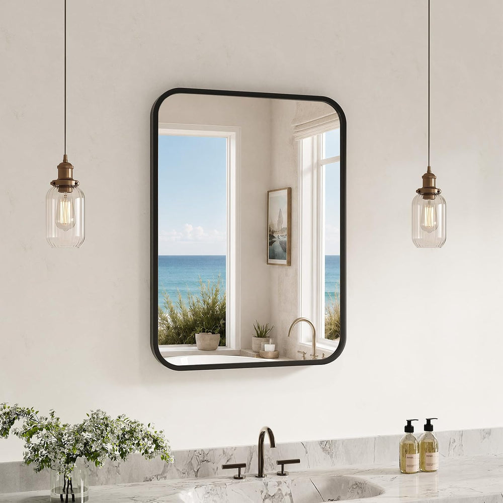 AUYHM 22x30 Inch Bathroom Mirror for Over Sink, Black Framed Wall Mirror