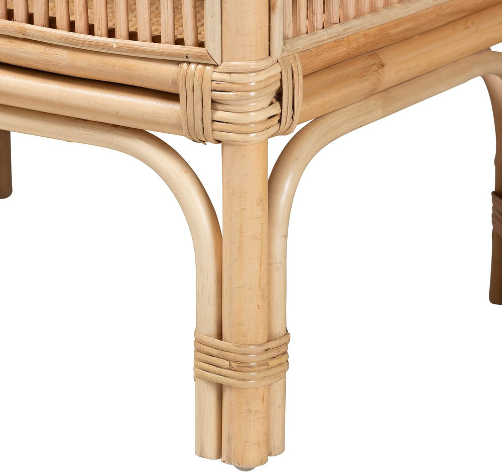 Bali & pari Lombok Modern Bohemian Natural Rattan 2-Tier Console Table