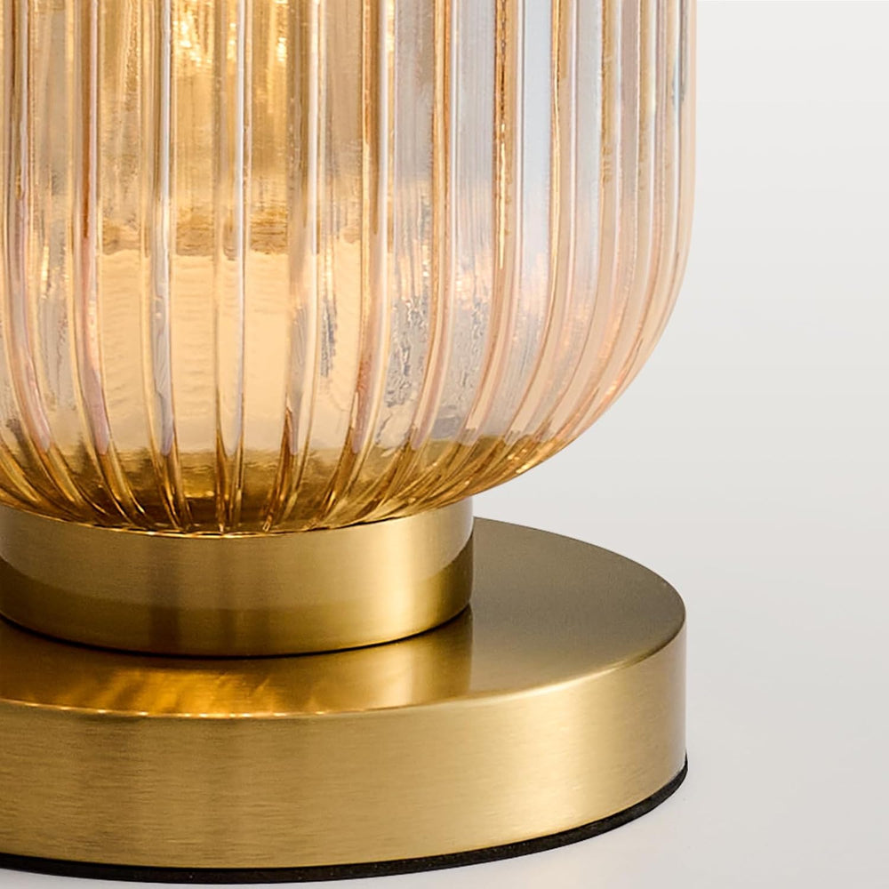 Mid Century Modern Table Lamp, 6" Amber Glass Desk Lamp Plug In