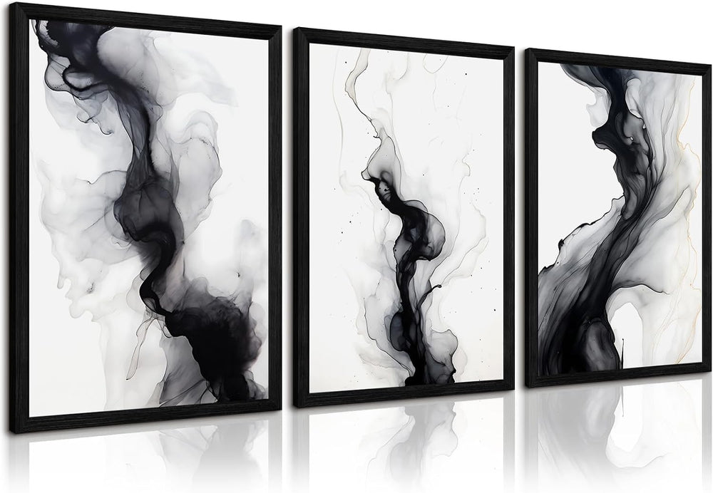 Black White Abstract Wall Art Decor Set of 3 Modern Wall Art Minimalist Canva...