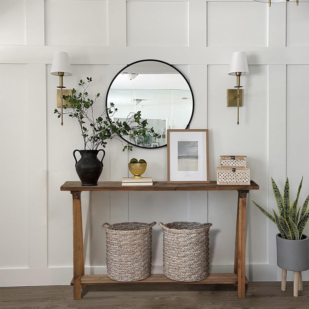 43" Solid Wood Farmhouse Console Table for Living Room, Natural