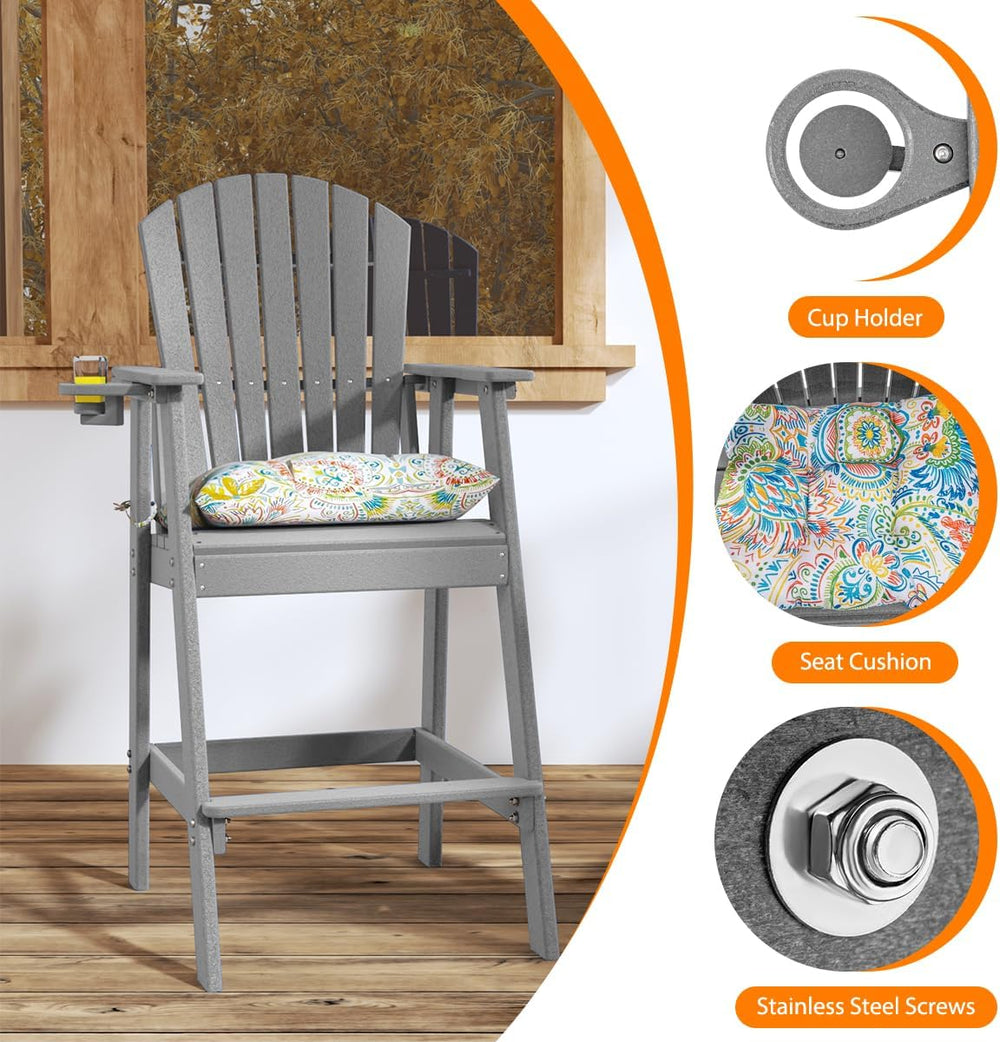 Sundale Outdoor 5 Pieces Adirondack Bar Set, Patio Counter Height Bistro