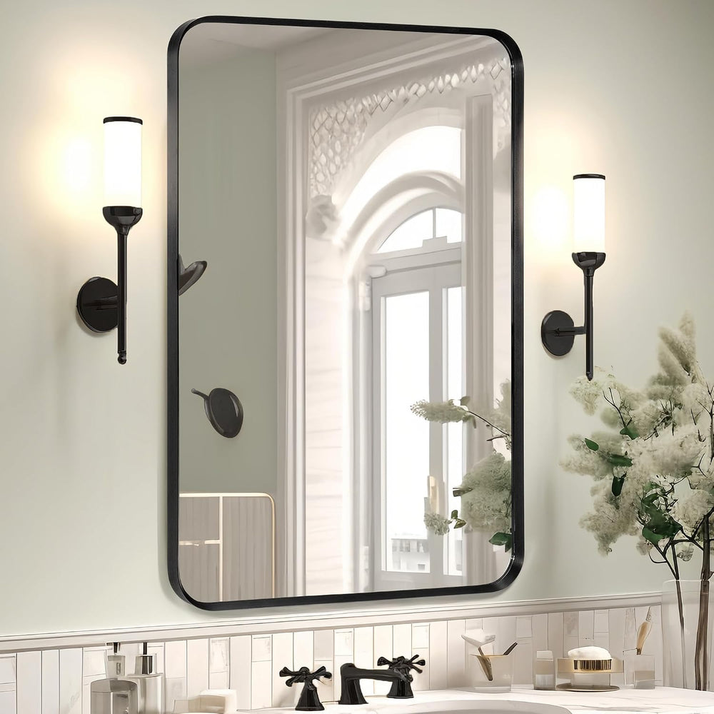24" x 36" Black Bathroom Mirrors for Over Sink, Thin Metal Frame