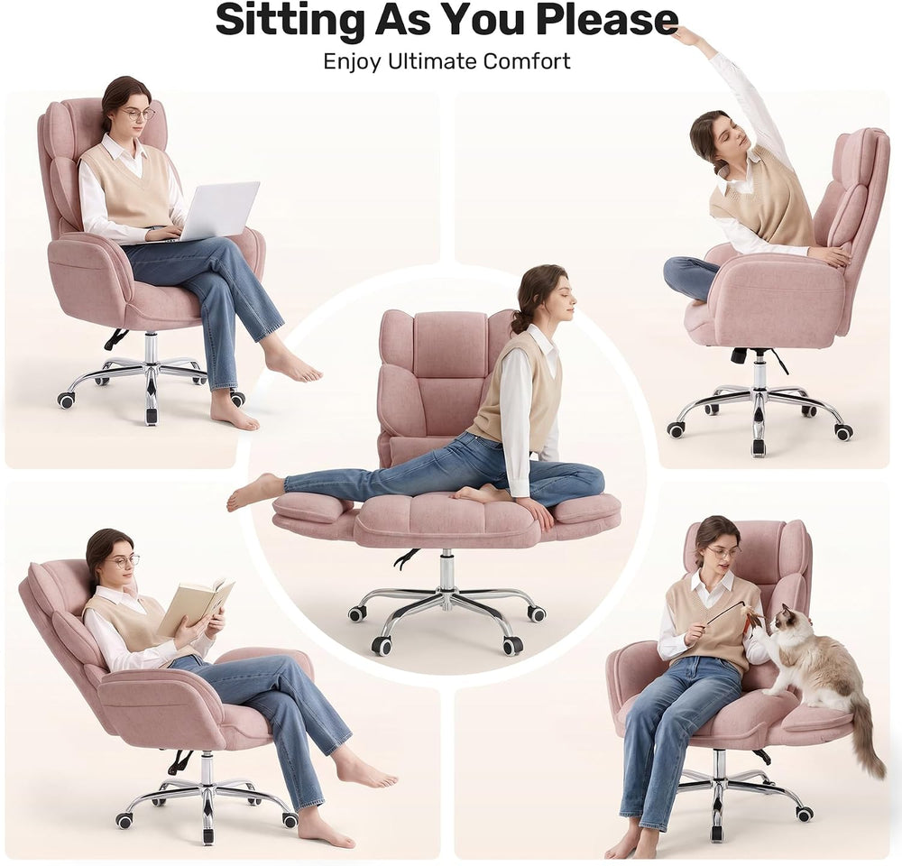 Big and Tall Office Chair, Flip Armrests with Side Pockets, Comfy Criss Cross...