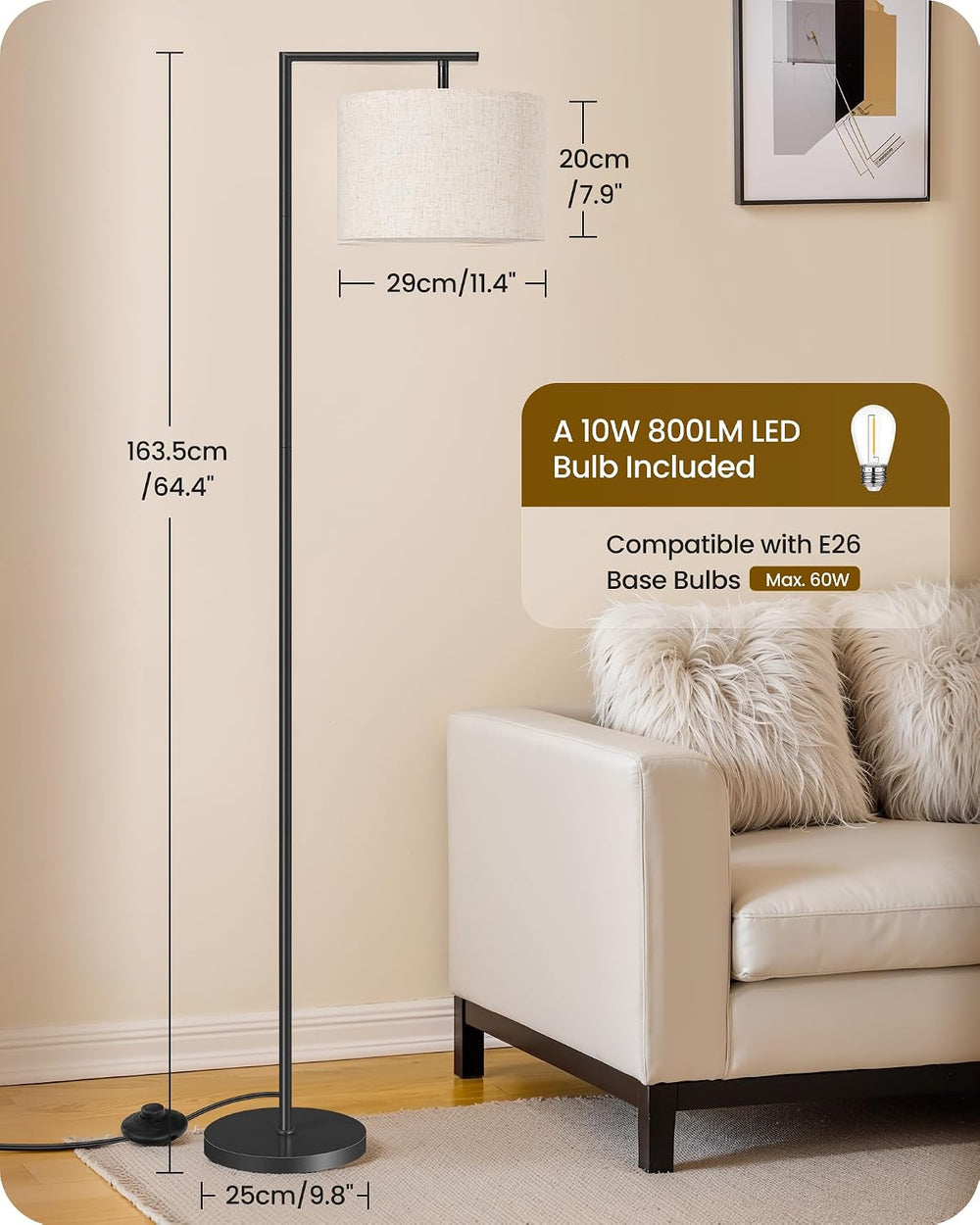 Modern Dimmable Floor Lamp for Living Room with Adjustable Color Temperature ...