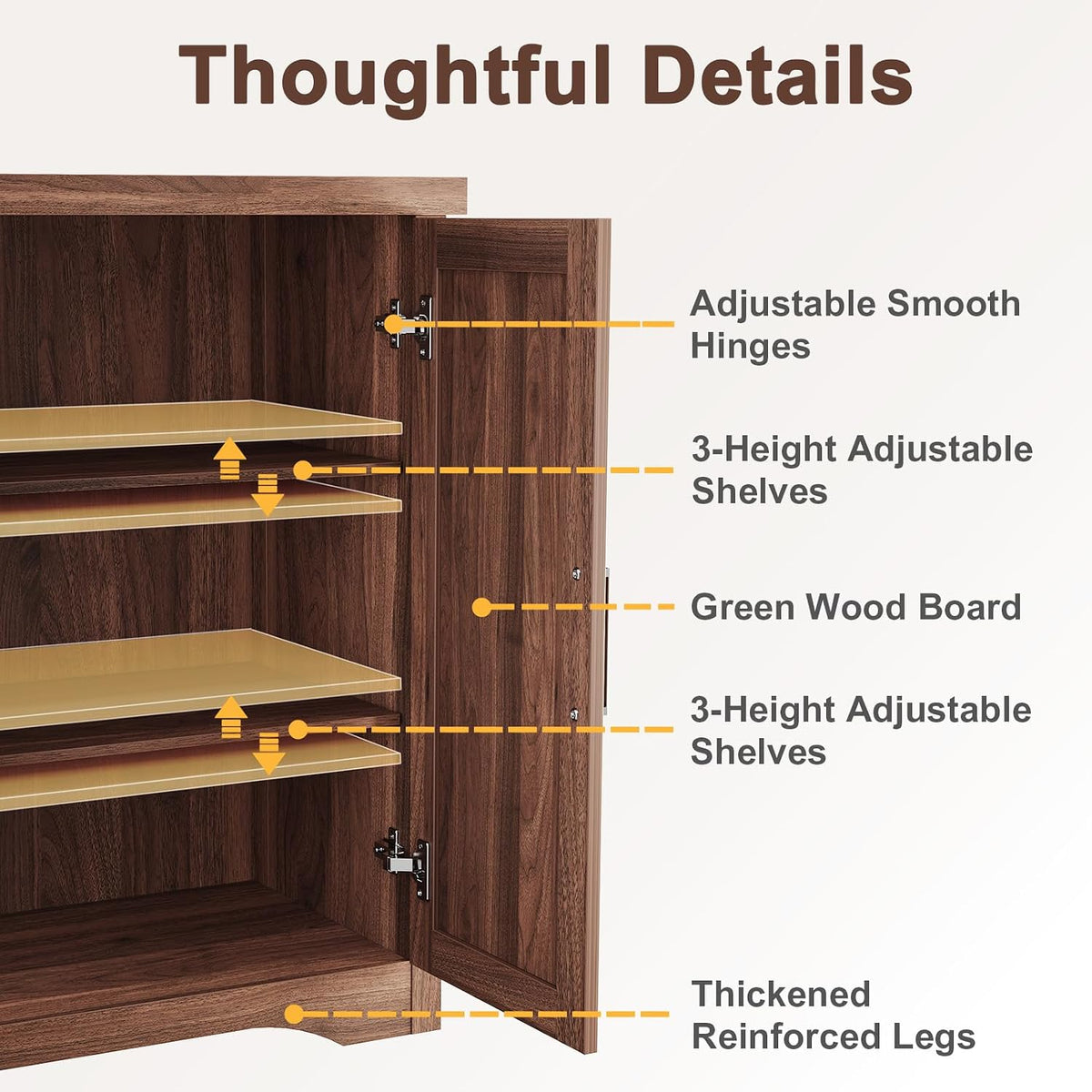 Memobarco 29" Fluted Sideboard Buffet Cabinet with Storage,Walnut