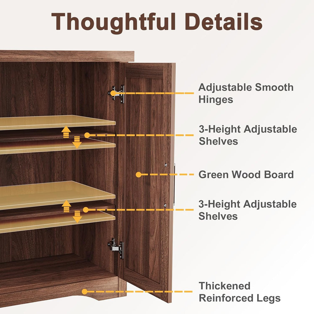 Memobarco 55" Fluted Sideboard Buffet Cabinet with Storage,Walnut