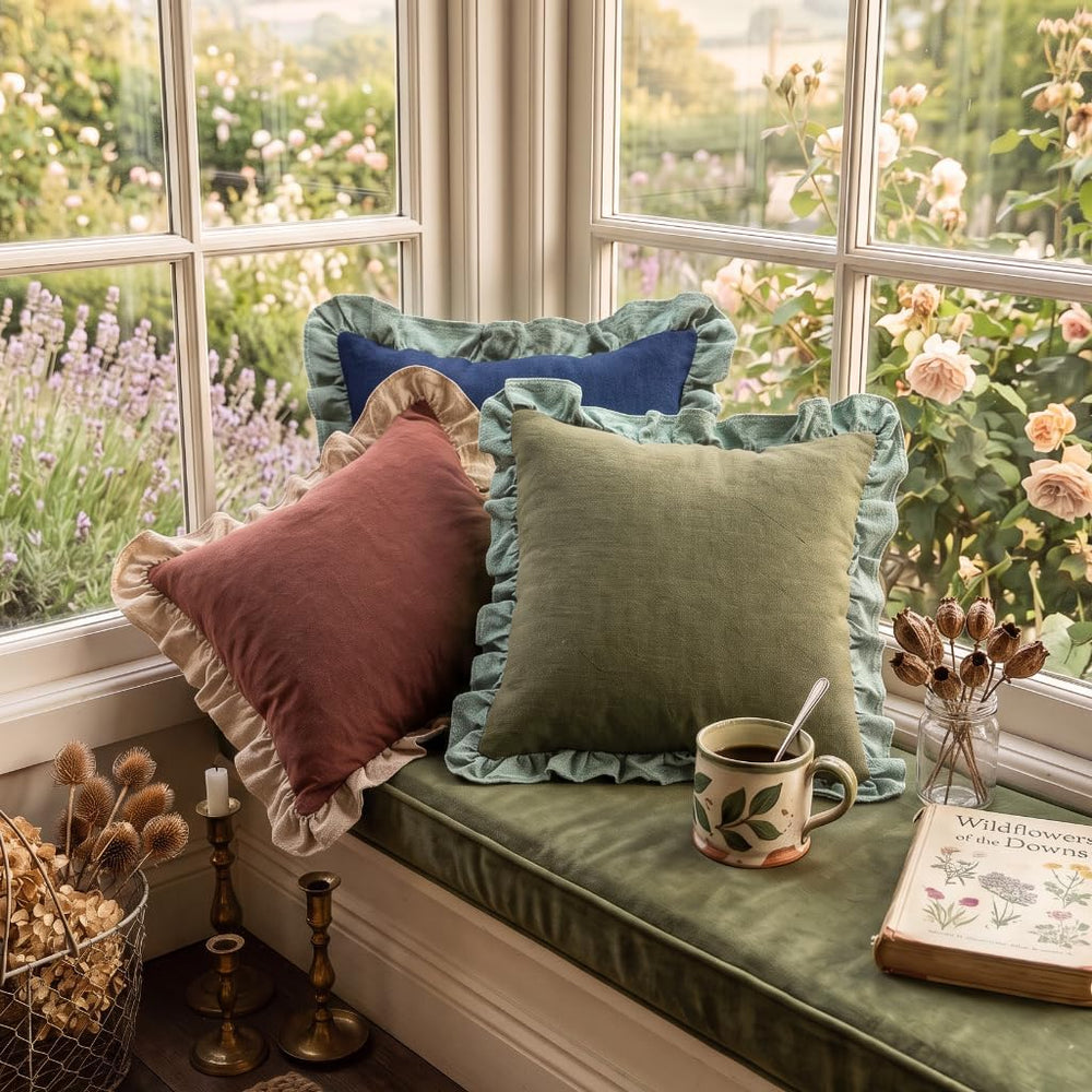 patdrea Designer Vintage Green Throw Pillow Covers,Set of 2,18"x18"