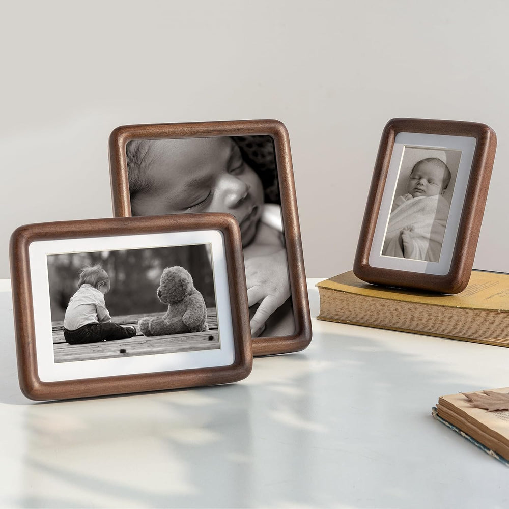 11x14 Picture Frame, Natural Solid Walnut Wood Photo Frame, Rounded Corner