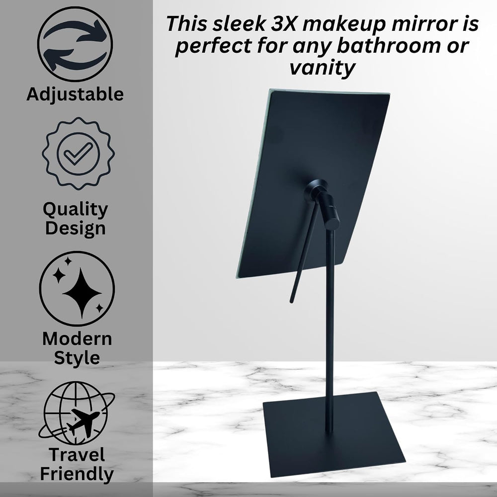 JERDON 5" x 8" Tabletop Makeup Mirror - 3X Magnification - Chrome -...