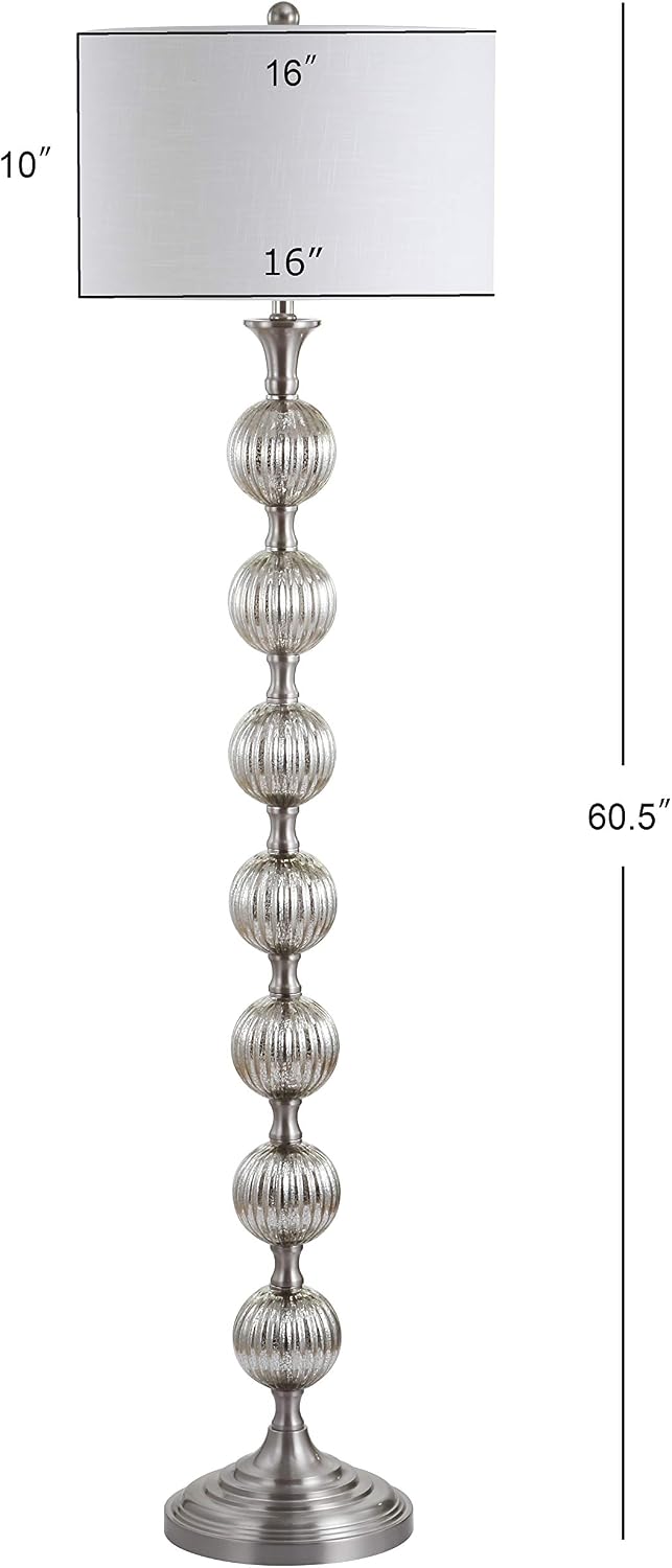 JONATHAN Y Oslo Floor Lamp 60.5" Glass Metal LED, Mercury Silver