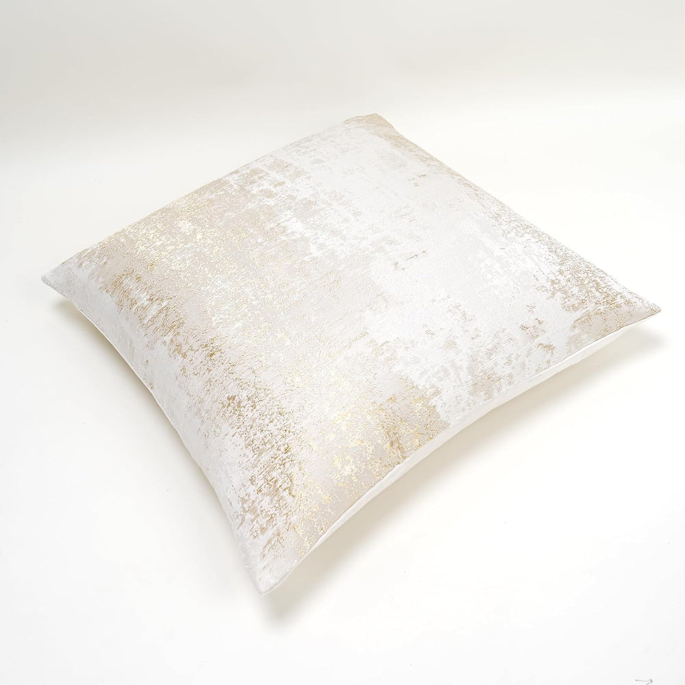 THE-TINOART Pack of 2 Textured Beige and Metallic Gold Jacquard Throw Pillow ...