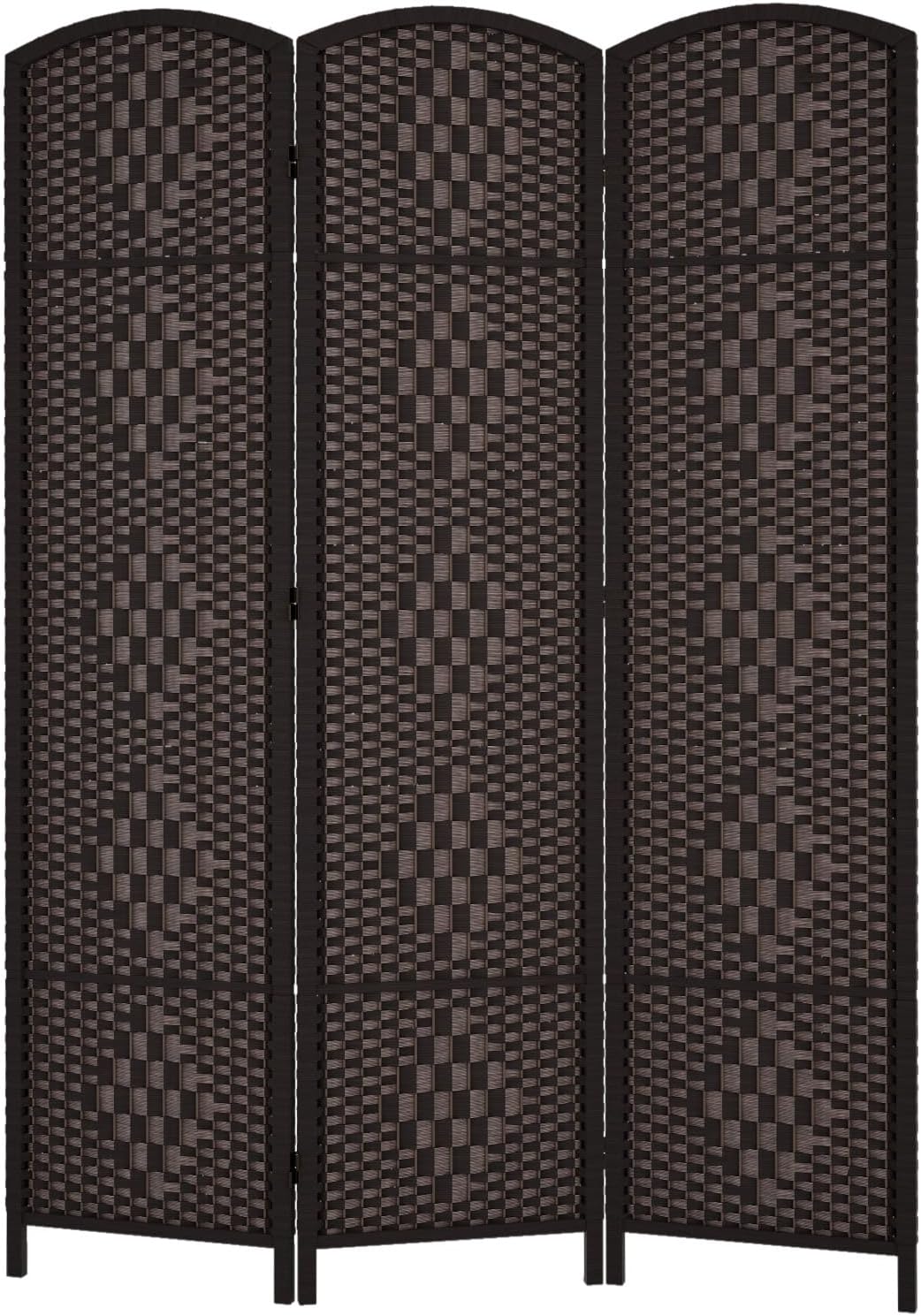 RHF Room Divider Panel,3 Panel Partition Room Dividers Screen, Dark Coffee