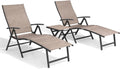Lounge Chair Outdoor, Folding Pool Chaise Chairs Set of 3 (Espresso)