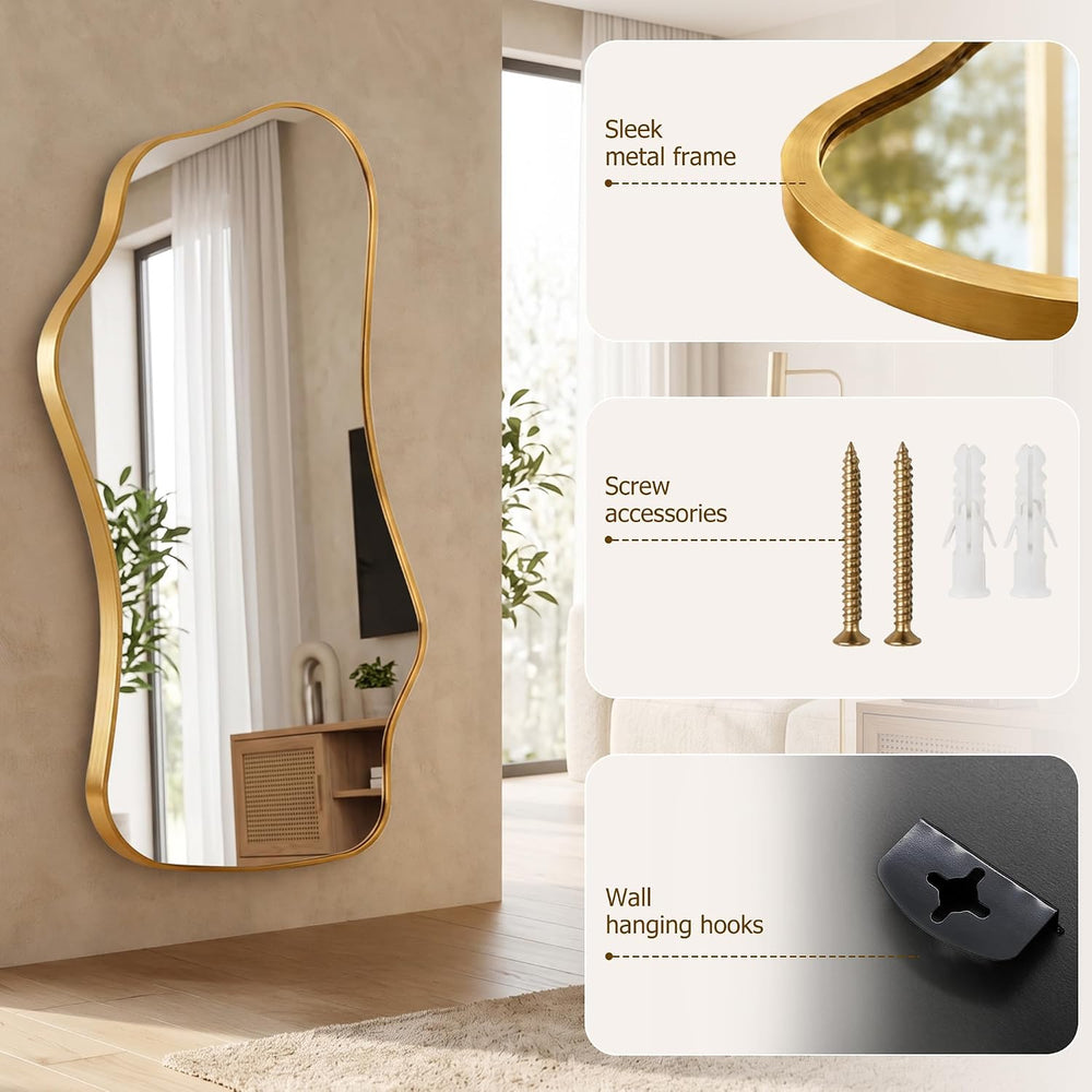 Irregular Full Length Mirror,Wavy Decorative Floor Mirror 47.2"×21.6&quo...