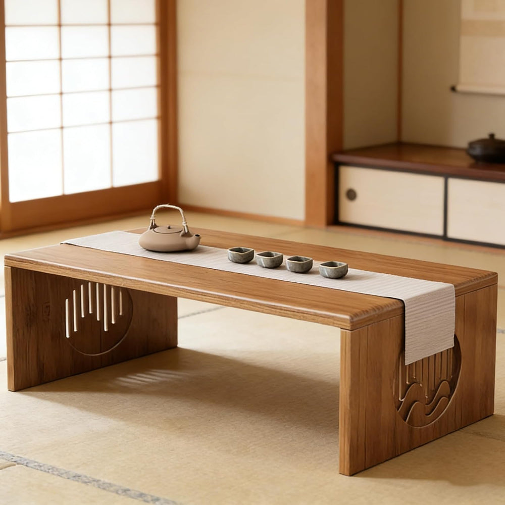 Foldable Japanese Floor Table Bamboo Japanese Coffee Table, Folding Coffee Ta...