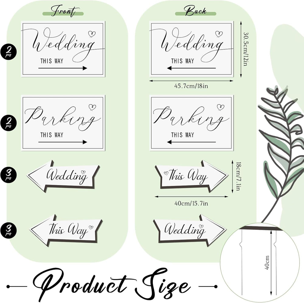 Wenqik 10 Pcs Wedding Directional Parking Signs This Way,White Classic