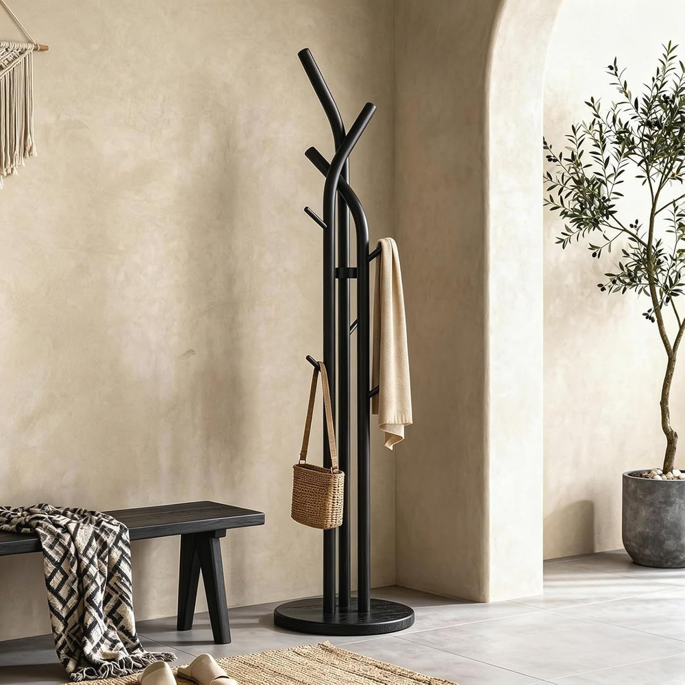 Solid Wood Coat Rack Freestanding Wood Coat Tree Rack with 9 Hooks, Creative ...