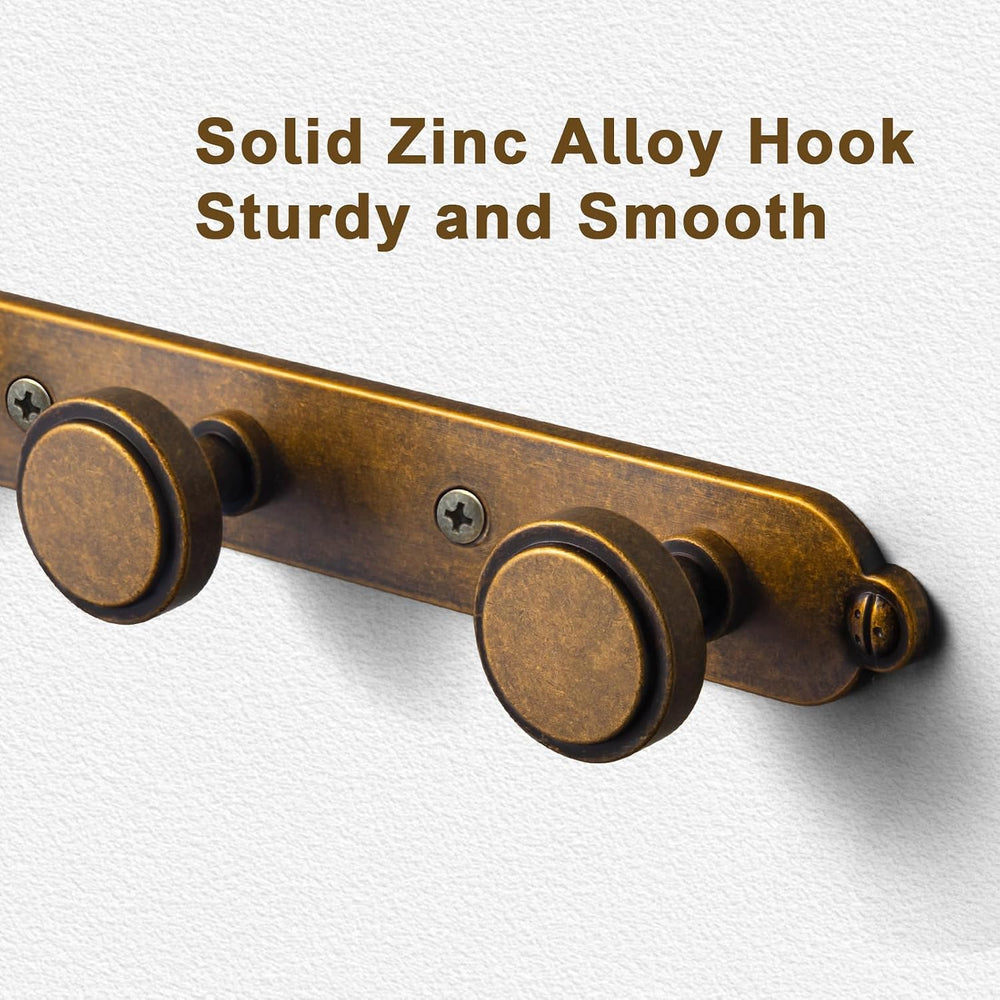 Goo-Ki 1 Pack Antique Brass Coat Rack Wall Mount Heavy Duty, Vintage Brass To...