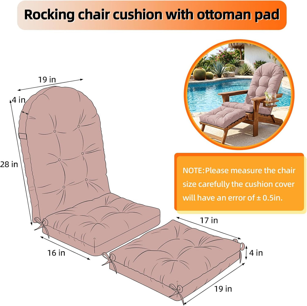 Rocking Chair Cushion Set, Ottoman Cushion Included, Pink