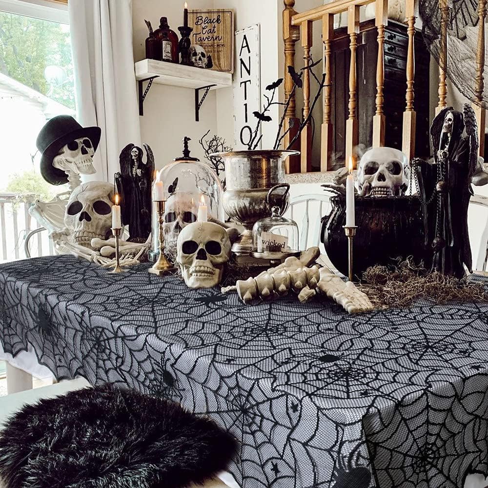 Halloween Lace Tablecloths Black Table Cloths Spiderweb Table Fabrics Decor