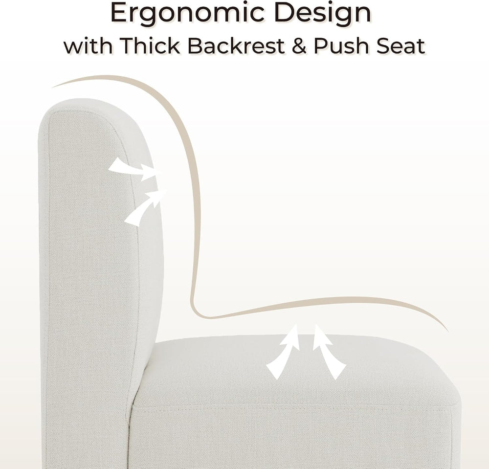 CHITA Dining Chairs with Casters Set of 2, Fully Assembled, Linen