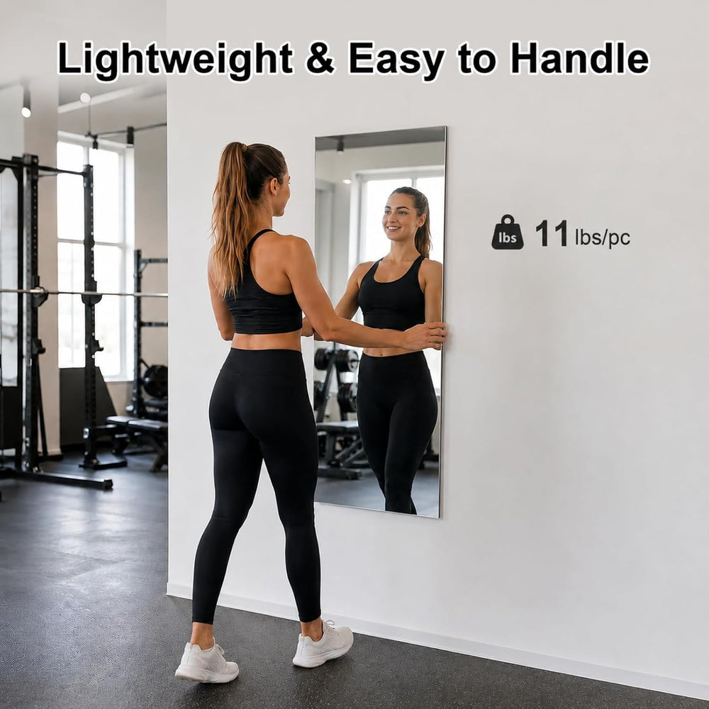 brisafe Gym Mirror, 48"x24" 2-Pack Magnetic No-Drill Wall Mirror