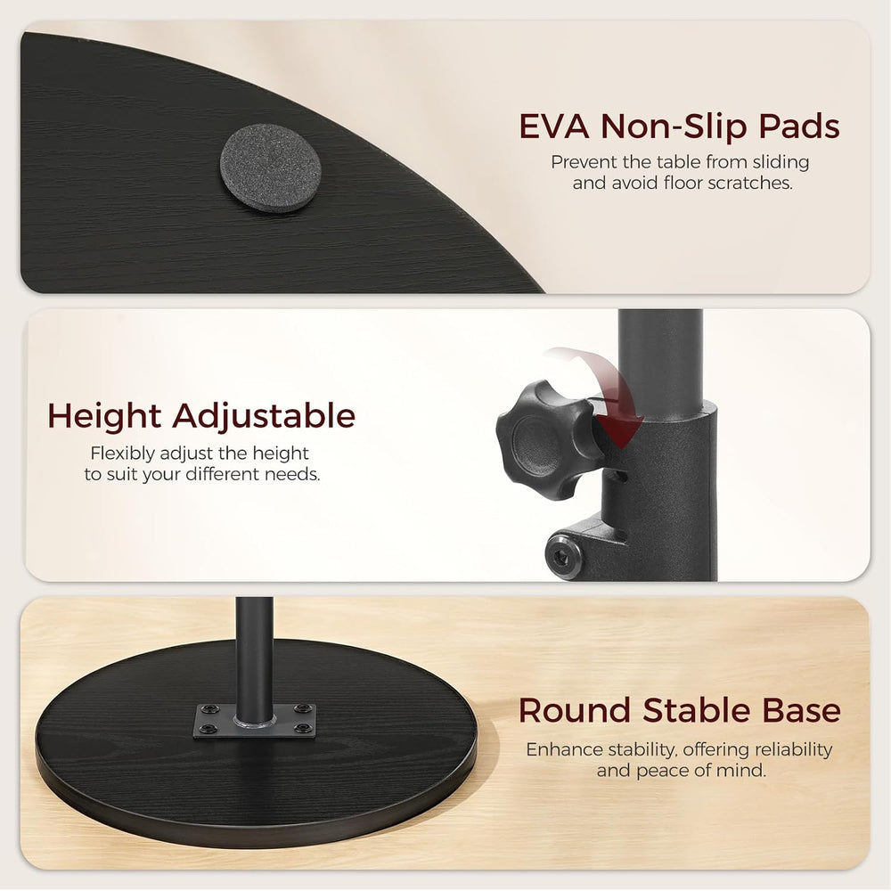MAHANCRIS Small Round Side Table, Adjustable Height Cocktail Drink Table