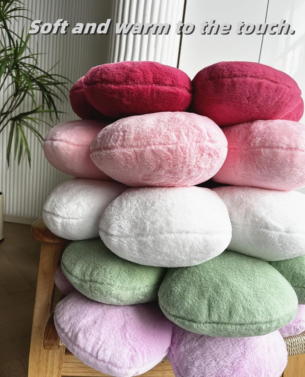 3PCS Flower Pillow Set,15.7In Daisy Pillow White Pink Blue
