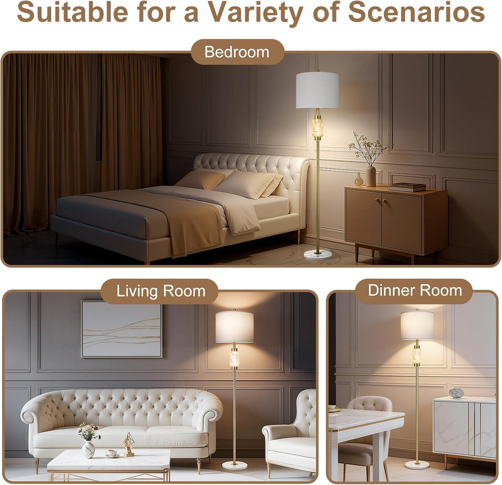 KIVDITZO Alabaster Floor Lamps for Living Room with Night Light