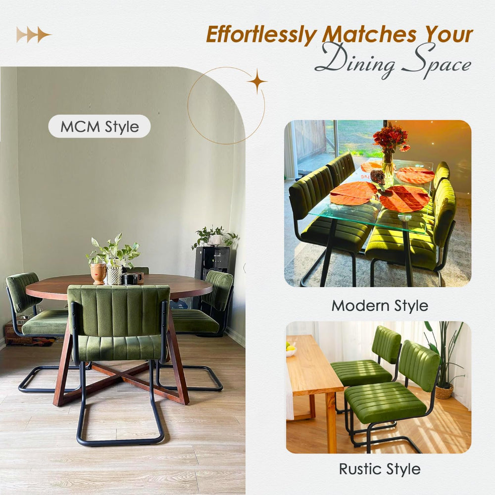 ONEVOG Mid Century Modern Dining Chairs Set of 4, Green Velvet Kitchen Chairs...