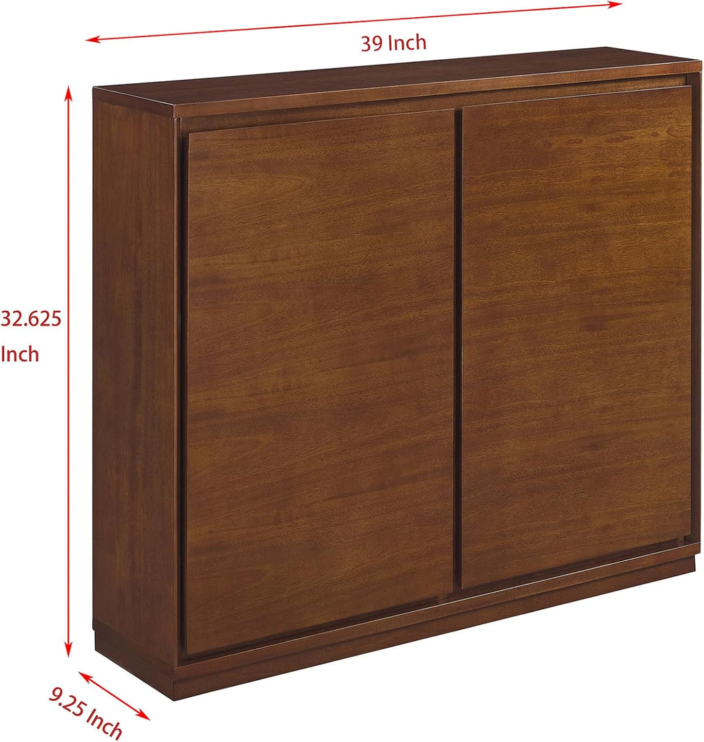 LKTART 39"Real Wood Veneer Narrow Sideboard Buffet,Entryway Storage Cabinet