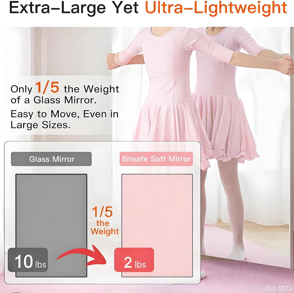 brisafe Gym Mirror, 59"x16" 2-Pack Shatterproof Nano Wall Mirror