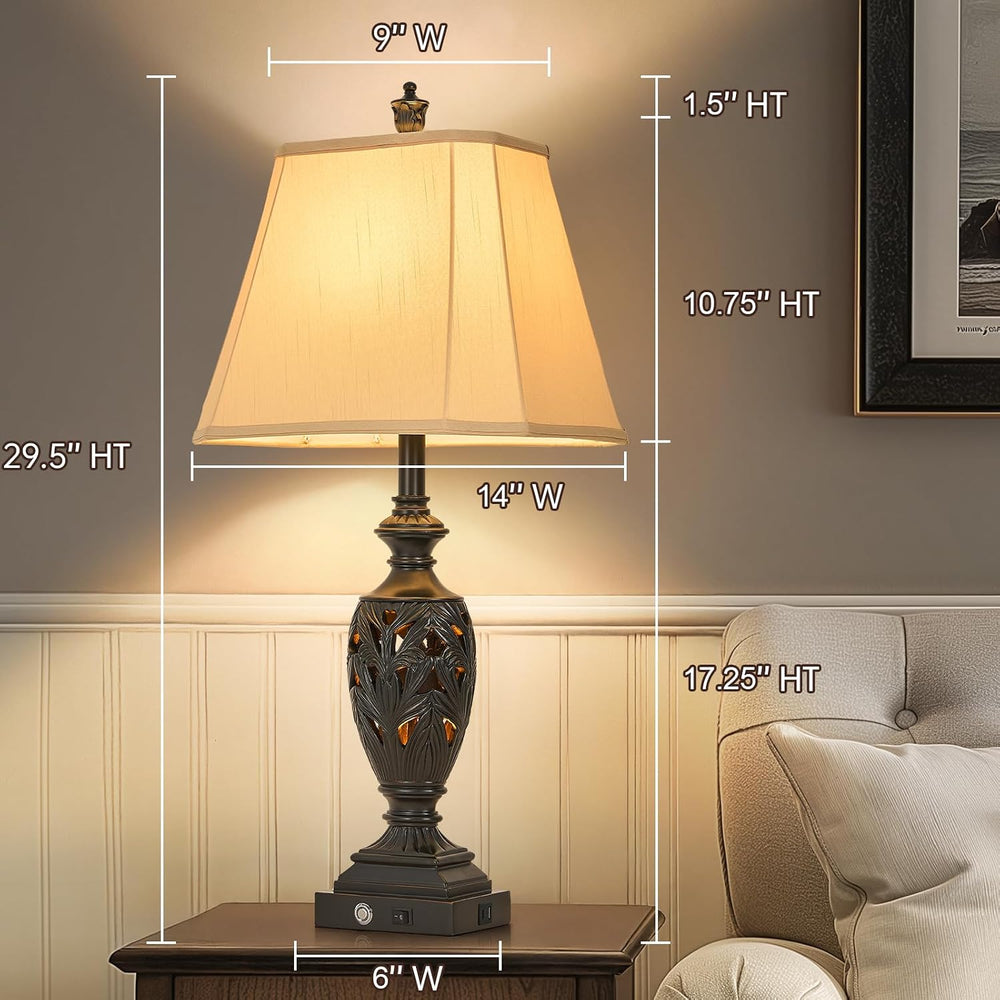 AIDENOEY 29.5" Table Lamp Set of 2 with Nightlight, Separate Touch Switch