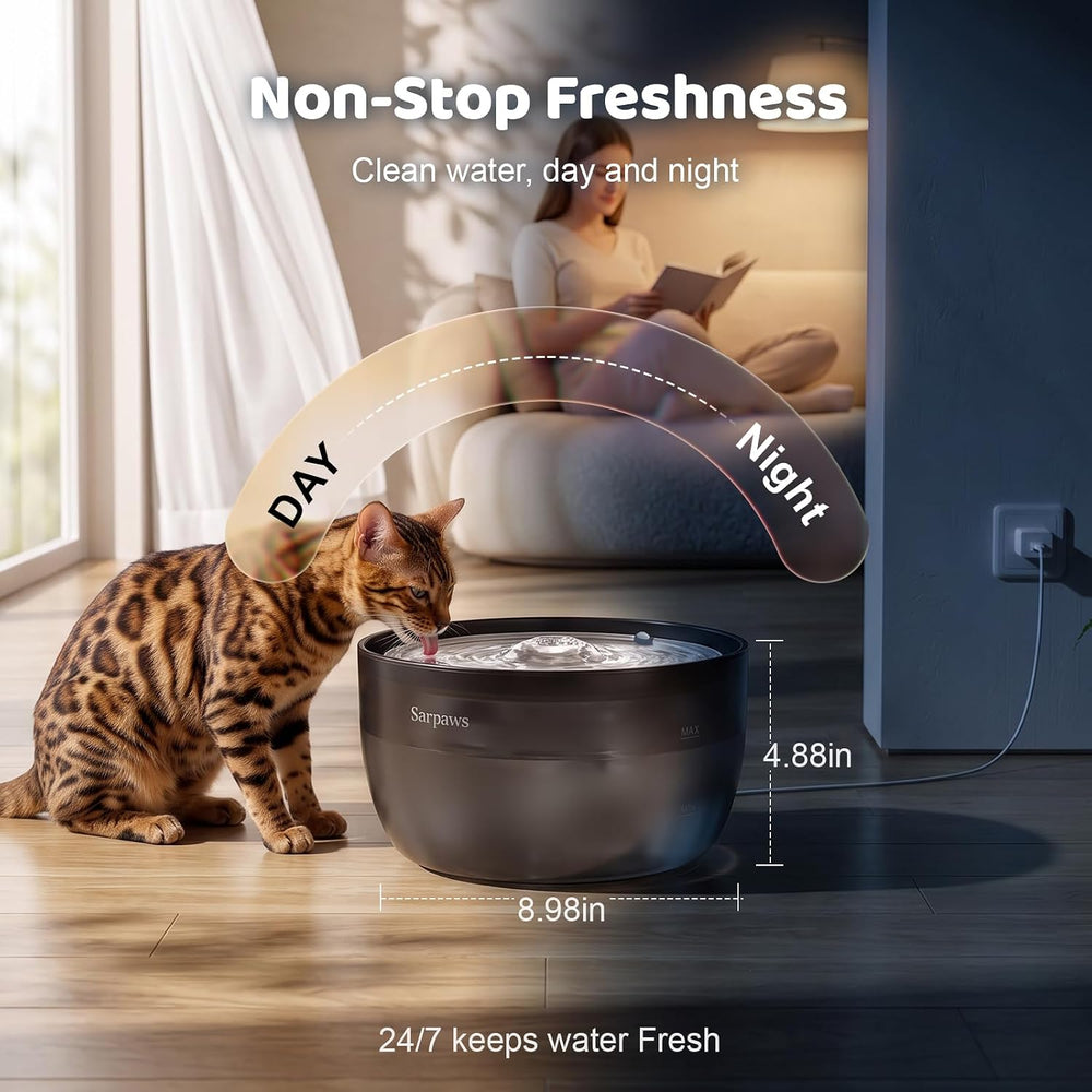 SARPAWS Cat Water Fountain Stainless Steel, 101oz/3L Automatic Pet Water Disp...