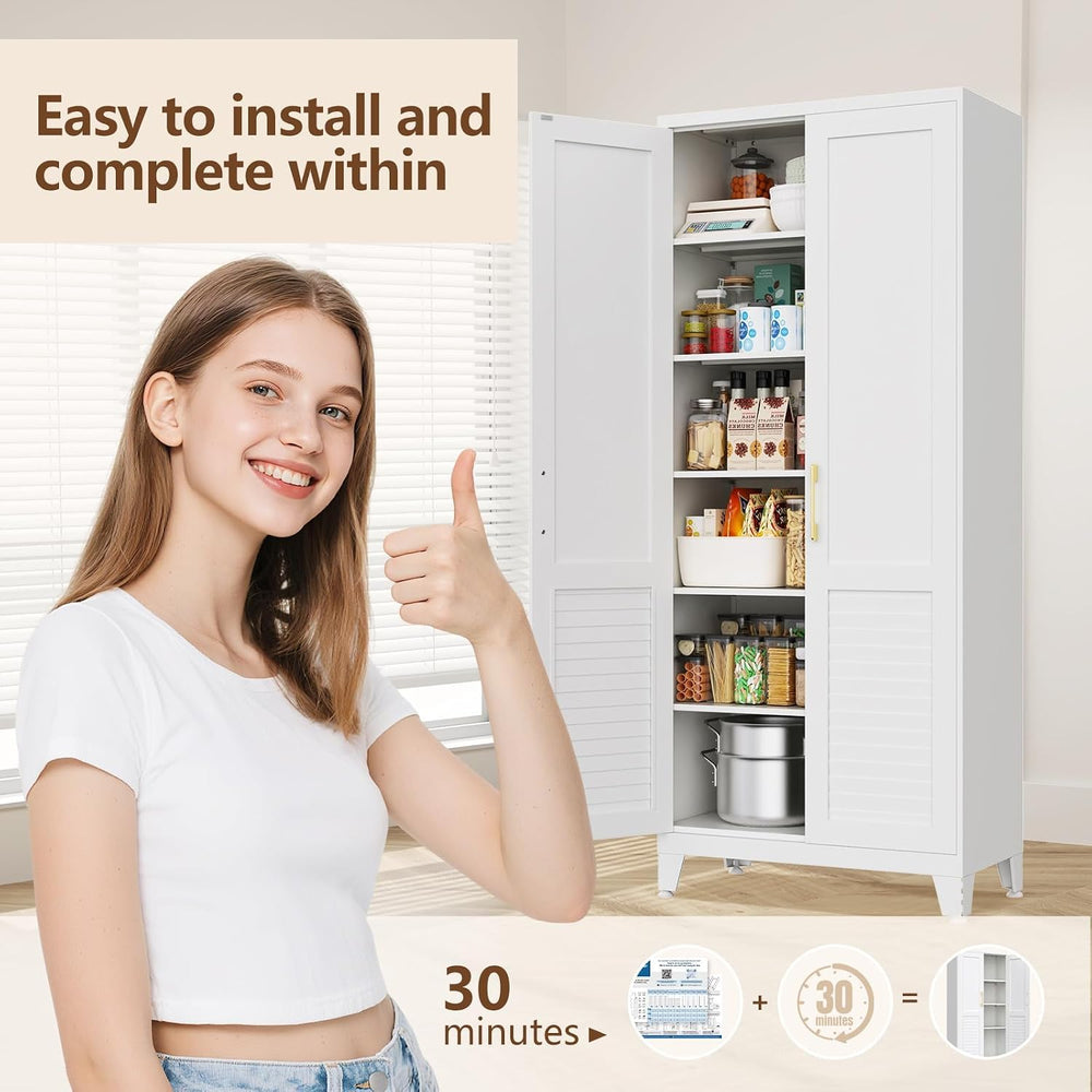 61" H Storage Cabinet, Freestanding Kitchen Pantry Cabinet