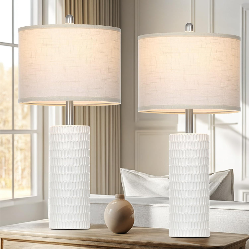 Cinyirong 27" Ceramic Table Lamp, Farmhouse Table Lamp for Living Room, ...