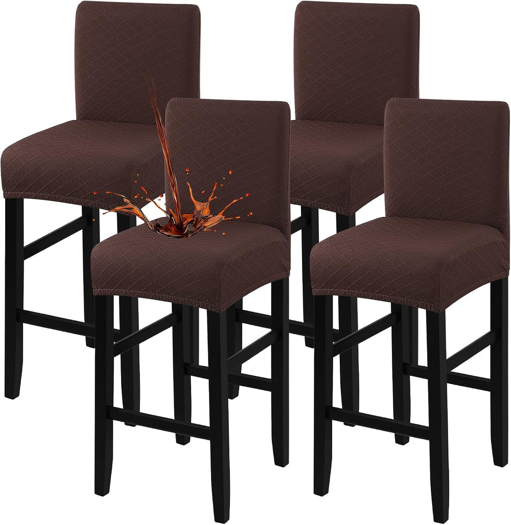 Fuloon Waterproof Barstool Covers Chair Slipcovers, Chocolate, 4 Pack