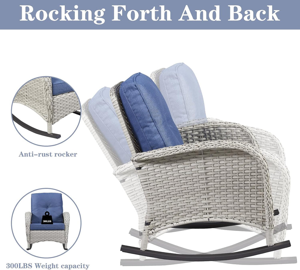 Belord Outdoor Rocking Chairs Set of 2, Wicker Rocker Rocking Chairs for Porc...