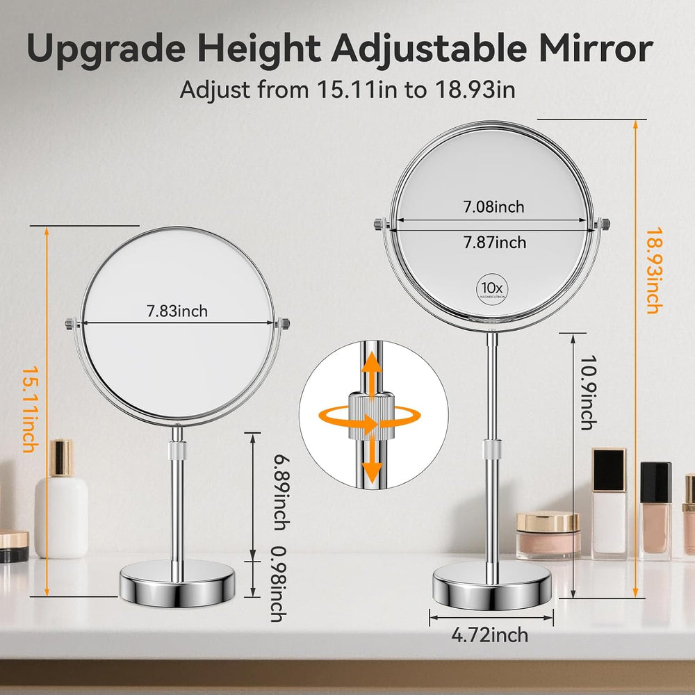 Nicesail Adjustable Makeup Magnified Mirror Chrome 10X 15 L x 9" W