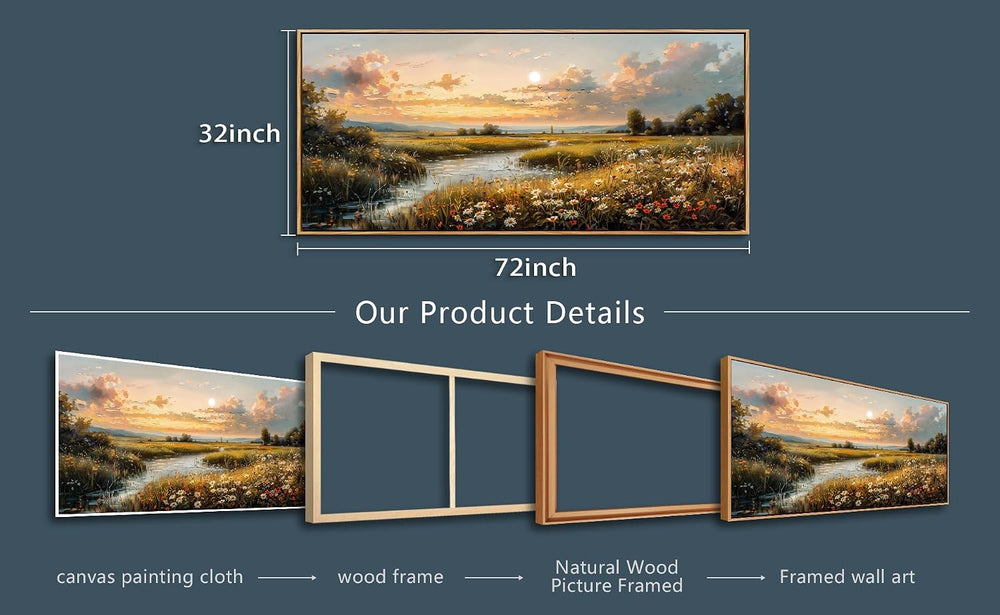 FUHAIHUA Wood Framed Canvas Wall Art For Living Room Large Wall Decor For Off...