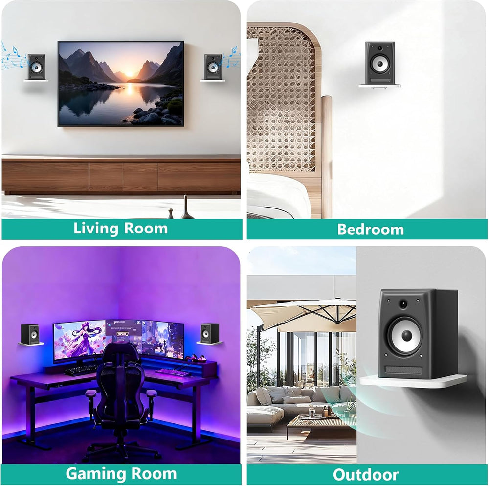 WALI Surround Sound Speaker Wall Mount, 1 Pair Heavy Duty Floating Shelf