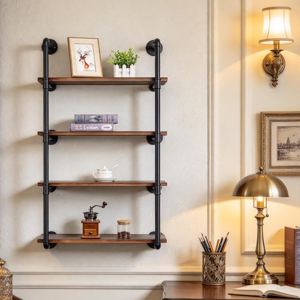 Industrial Pipe Shelves With Wood Planks,Rustic Pipe Shelving Wall Shelf