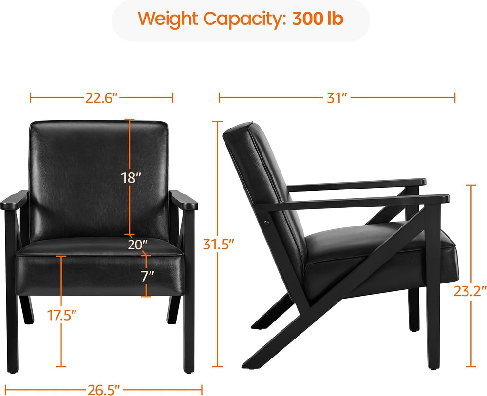 Yaheetech Mid-Century Modern Accent Chair, Lounge Chair, Black