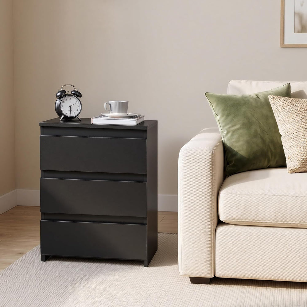 Yaheetech Small Nightstand with 3 Drawers, Bedroom Storage Dresser, Black