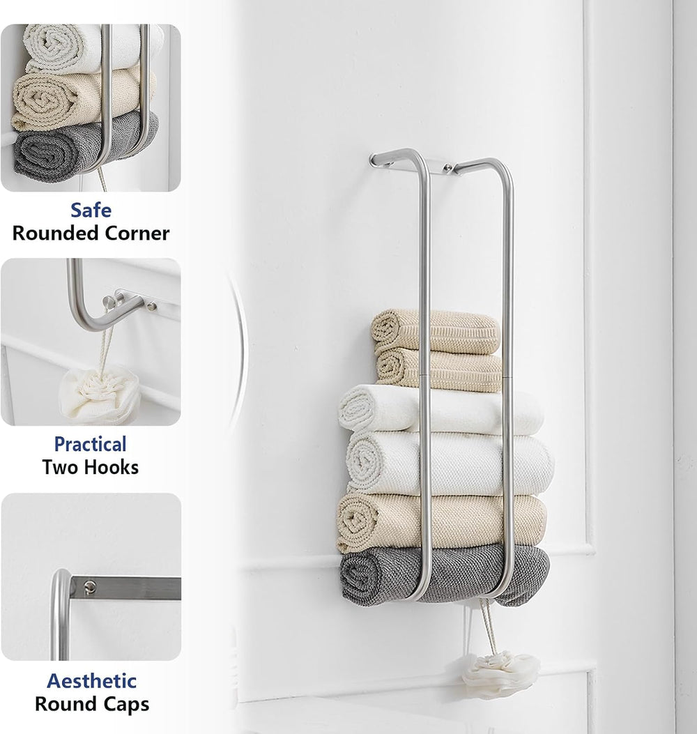BWE Brushed Nickel Towel Racks for Bathroom Wall Mounted for Rolled Towels