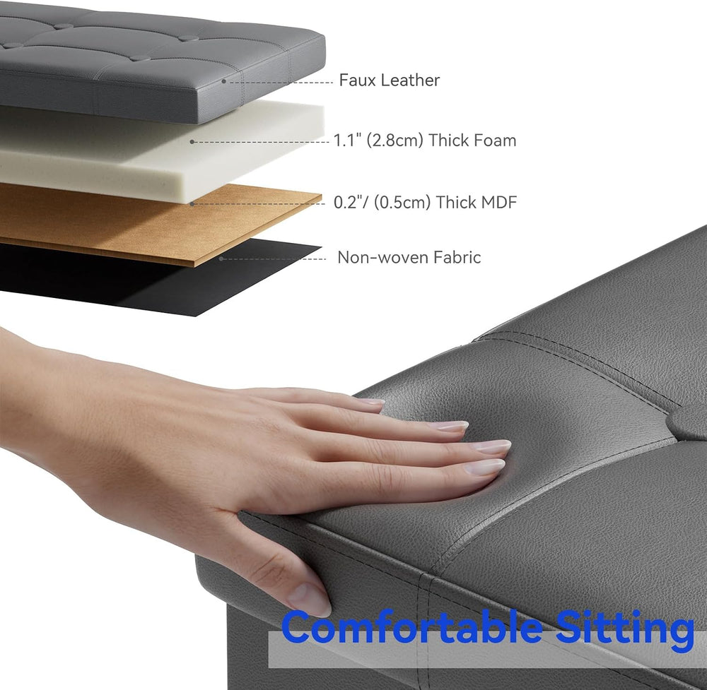 BRIAN & DANY 30 Inches Storage Ottoman Bench, Faux Leather Ottoman with S...