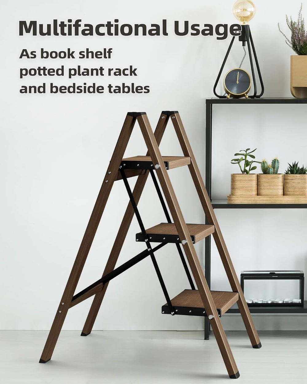 HillhutApex 3 Step Stool Foldable Ladder,Aluminum Step Ladder
