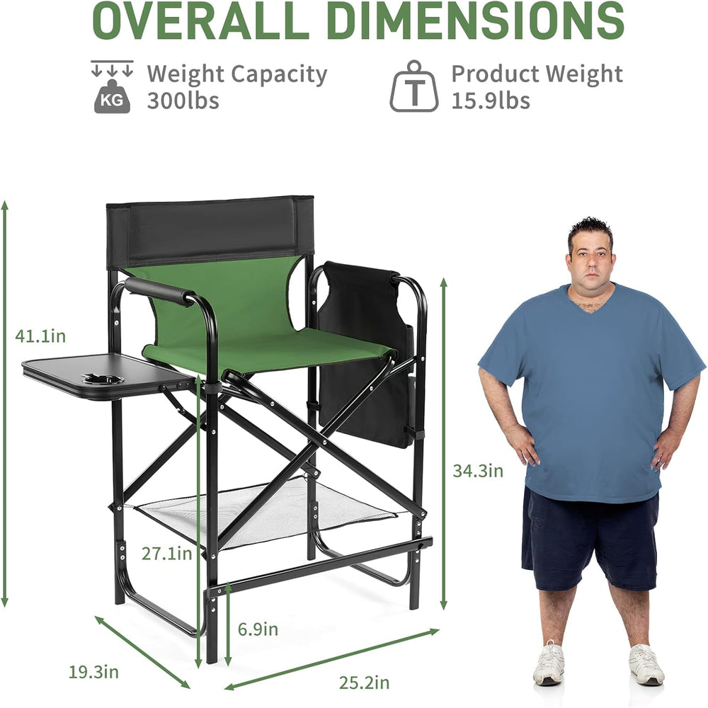 Outvita 4 Piece 26" Tall Directors Chair Height Seat Folding with Side T...